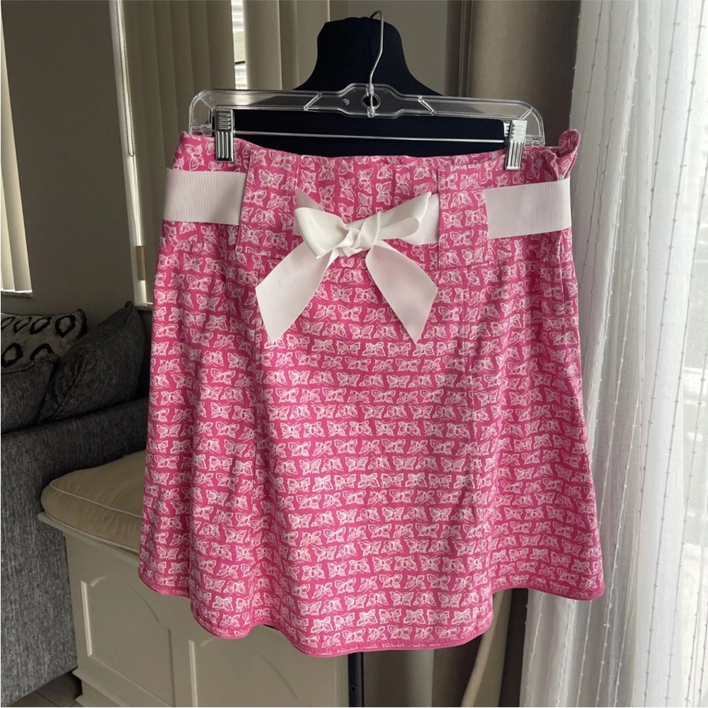 Lilly Pulitzer Pink Mini Skirt with White Bow butterfly print 10